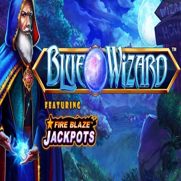 Try Blue Wizard Fire Blaze Jackpots slot by Rarestone Gaming on wildfortune.dk – logo image